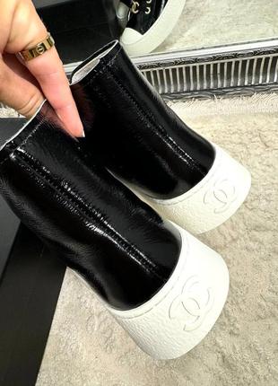 Кеды женские кожаные лаковые черные высокие брендовые