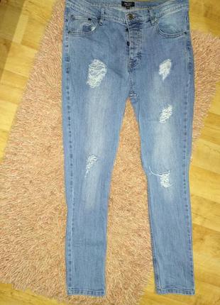 Мужские рваные джинсы w34 boohoo