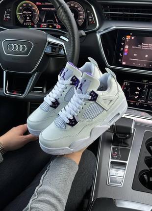 Женские кроссовки в стиле nike air jordan 4 retro найк джордан / демисезонные / весенние, летние, осенние / кожа, замша, нубук / черные, белые, серые, зеленые