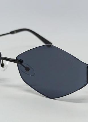 Окуляри брендові жіночі сонцезахисні ромби чорні в чорному металі