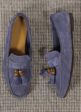 Замшеві мокасини з бамбуковими китицями gucci