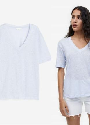 Льняная футболка прямого крояh&m