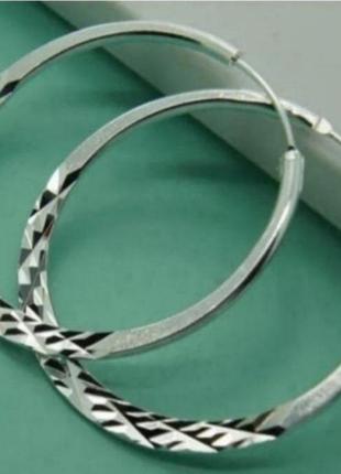 Сережки срібло великі 50мм кільця оригінальні silver