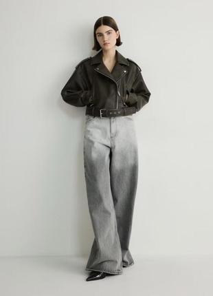 Косуха лежанка куртка эко кожа женская косуха хаки коричневая h&m оверсайз тренд деми