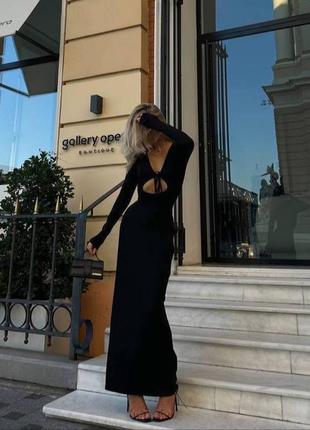 Базовое длинное платье черная из вискозы