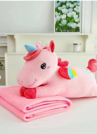 🦄іграшка-плед одноріжка 3в1🥰