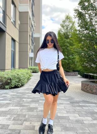 Юбка-шорты с воланами, юбка мини с хлопковыми шортиками, 217