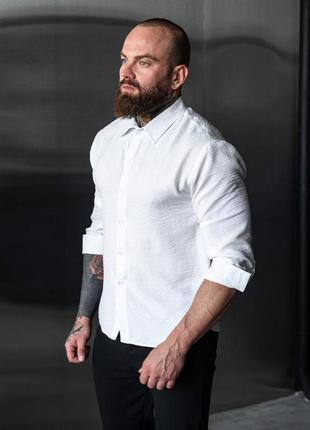 Біла льяна сорочка чоловіча