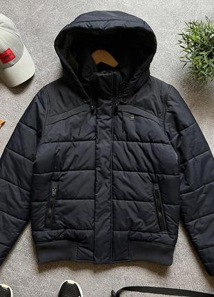 Чоловіча темна синя влагостійка тепла повсякденна casual куртка g-star raw оригінал whistler hooded bomber розмір xl