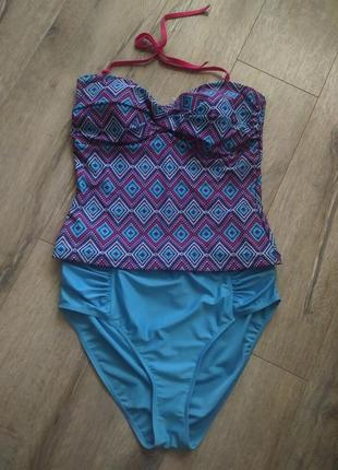 18/52/xl,oyster bay, голубой роскошный купальник танкини бандо, новый