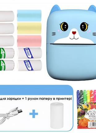 Детский фото принтер мини mini printer на блютузе компактный для андроид и айфона с липкой лентой