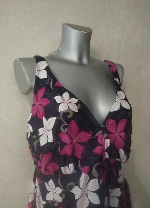 Чашка е,26(56-58)3xl, lascana, черный купальник танкини в цветах, на косточках, новый