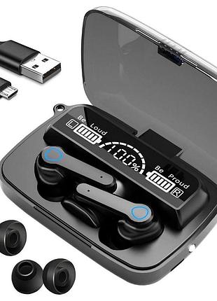 Бездротові bluetooth навушники з мікрофоном, в кейсі, tws m19 bt / вакуумні навушники з led дисплеєм