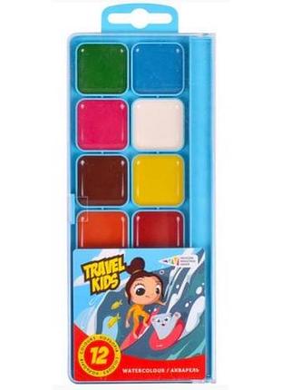 Фарби акварельні "гамма нововолинськ" "travel kids" 12 кольорів 312084/tk без пензля, шт