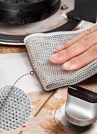 Металлическая тряпка-сетка для мытья посуды slaviko узловая тряпка-скребок серветка...