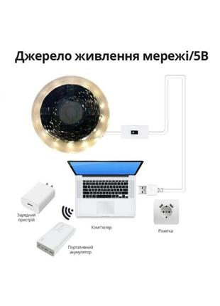 Светодиодная лента с датчиком движения led usb 5v 4w 6000к холодный 1m 60led