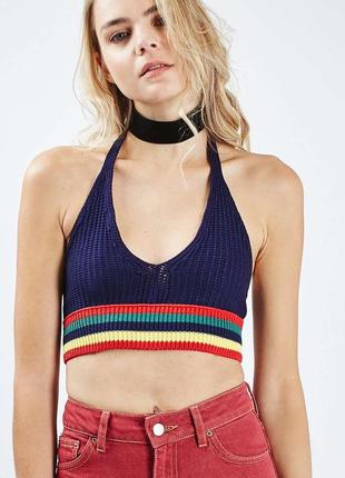 Вязаный топ бралетт topshop halter crochet bralet - m