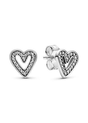 Серебряные серьги   «сверкающее сердце" 298685с01