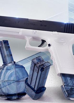 Водяний пістолет електричний glock з акумулятором та контейнером для води, дитячий водний пістолет