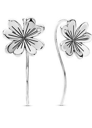Серебряные серьги   «клевер» 297908cz
