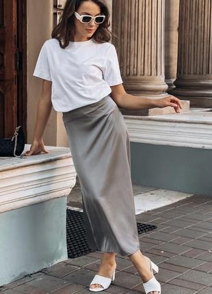 Сатиновая юбка миди 2