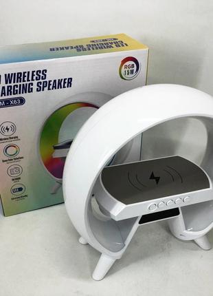 Ночник с беспроводной зарядкой на подарок g-lite xm-x63, лампа с будильником, лампа...