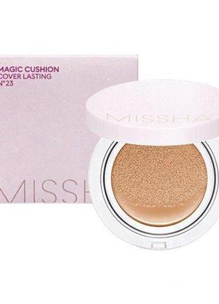 Стійкий кушон з сатиновим фінішем missha magic cushion cover lasting spf50+ pa+++ тон 21, 15 g