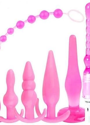 Розовый анальный набор из 7 предметов – анальные игрушки