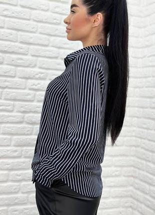 Сорочка з довгим рукавом в смужку4 фото