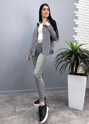 Сорочка з довгим рукавом в смужку6 фото