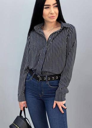 Сорочка з довгим рукавом в смужку5 фото