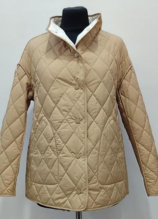 Куртка двухсторонняя демисезонная fodarlloy 24030  бежевая белая 46-54 размер