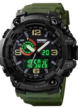 Сучасний військовий годинник skmei 1520ag army green, хороший наручний ox-687 годинник чоловічий