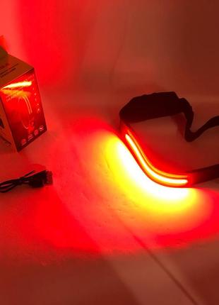 Led фонарь налобный bl-w689-lm+2cob (white+red) датчик движения, фонарик на голову с зарядкой shop