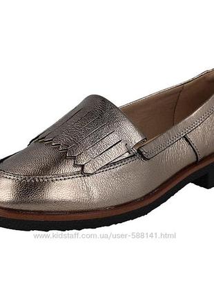 Р.40, 41.5  clarks женские кожаные лоферы оригинал