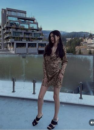 Платье платье zara трендовый леопардовый леопардовый