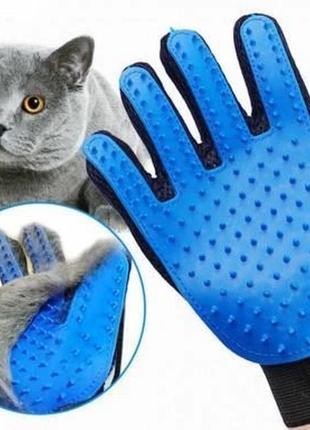Перчатка для вычесывания шерсти true touch для котов и собак