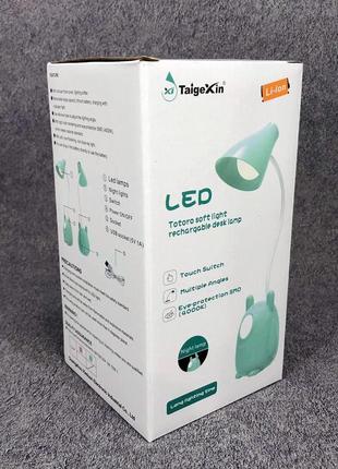 Настільна лампа taigexin led tgx 792, настільна лампа на гнучкій ніжці, сенсорна лампа. колір: зелений3 фото