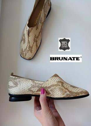 Кожаные туфли лоферы балетки brunate животный принт натуральная кожа