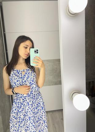 Платье белое с синим
