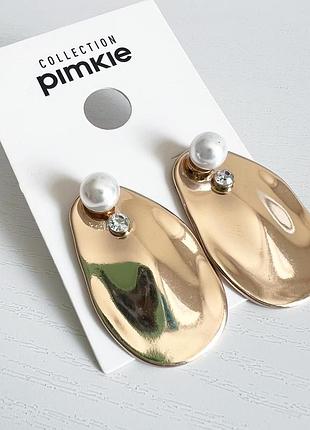 Стильные золотистые серьги с жемчужиной pimkie - 190грн.