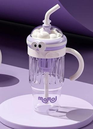 Портативная чашка momo cup 1280 мл, прозрачная с фильтром для чая и трубочкой, фиолетовая (9889995)