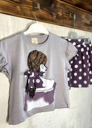 Костюм girl на девочку летний футболка + юбка