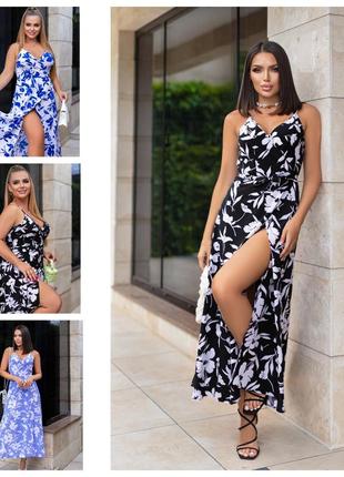 Літня довга сукня, сарафан на запах від 42 до 56 розміру