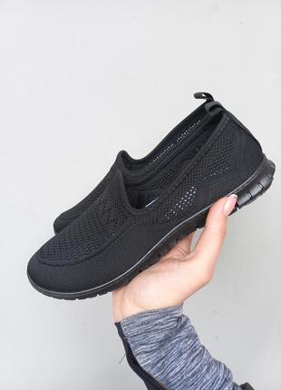 Слипоны, мокасины женские черные