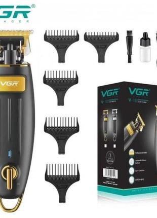 Триммер vgr 192 акумуляторная безпроводна iii для стрижки волос, бороди и усів + 5 насадок ler,