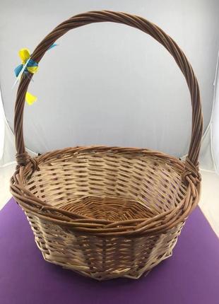 Плетена корзинка із лози коричнева ручної роботи на пасху, для декору, зберігання речей, пікніка, торгівлі