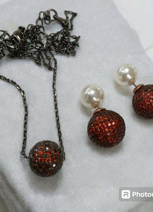 Женский комплект украшений серьги, подвеска из медицинского золота stainless steel, позолоченный