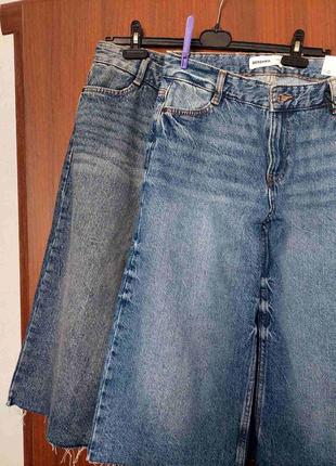 Женские широкие мешковать джинсовые шорты бермуды бежги бершка bershka 34 36 387 фото