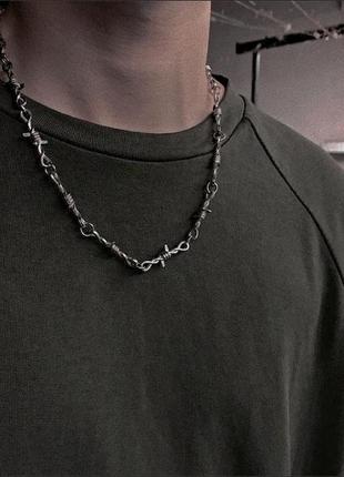 Кольє з колючого дроту, намисто з колючого дроту, срібне намисто з колючого дроту, намисто з колючого дроту з нержавіючої сталі панк sk8